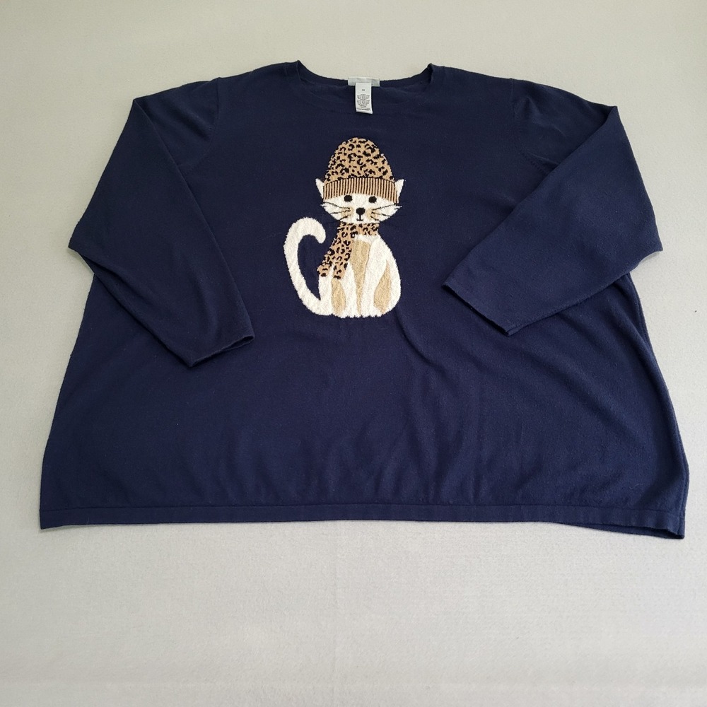 Catherine's Long Sleeve Knit Sweater Women's Plus Size 3X Novelty Cat